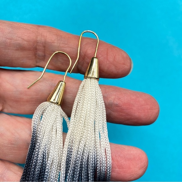 Satin Tassel Ombré Long Silky Earrings - Picture 6 of 8